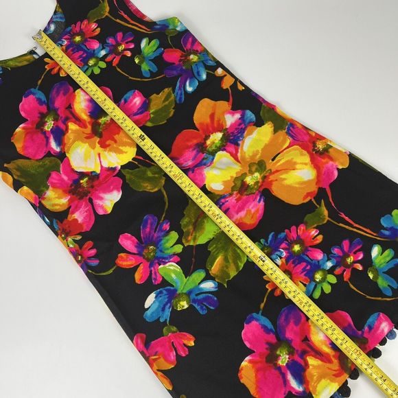 Vtg GoGo Dress Sz M Matching Shawl & Skirt‎ Handmade Bright Flowers Pom Pom Trim - Picture 10 of 16